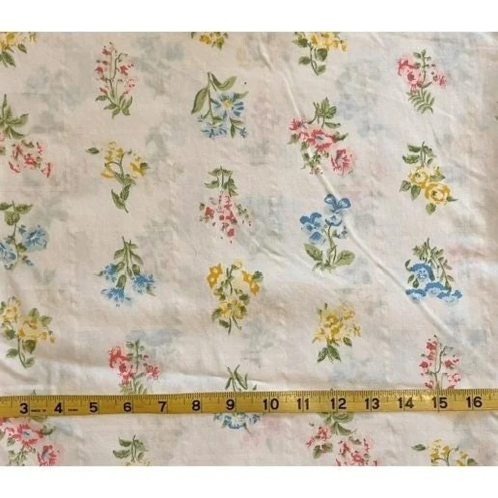 Vintage Twin Sized Fitted Sheet Bright floral Sears perma prest